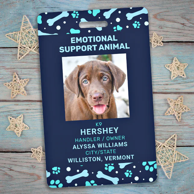 Emotional Support Animal Service Pet Dog Photo ID Badge Zazzle