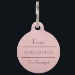 Emotional Support Animal Simple Rose Gold Pet ID Tag<br><div class="desc">This personalized pet tag will let everyone know your pet is missed,  and provides all information needed to return him or her home safely.

Personalize with your pet's name,  phone number and address.</div>