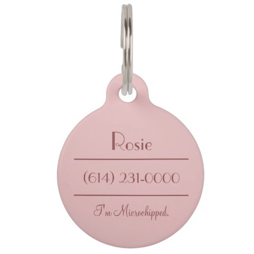 Emotional Support Animal Simple Rose Gold Pet ID Tag