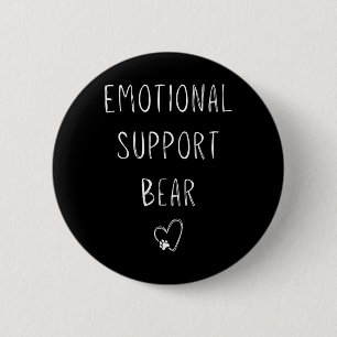 Emotional Support Bear! Heart Paw Print Wrap Hugs Button