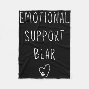 Emotional Support Bear! Heart Paw Print Wrap Hugs Fleece Blanket