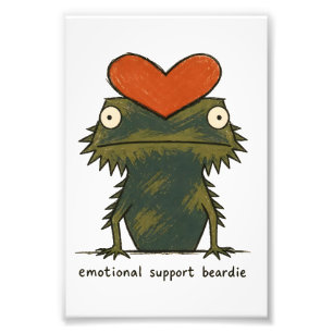 Emotional Support Beardie Bearded Dragon Art Photo Print