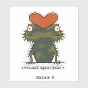 Emotional Support Beardie Bearded Dragon Art Sticker