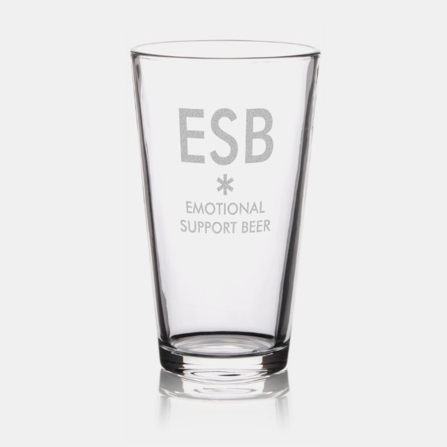 Emotional Support Beer ESB Etched Pint Glass (Glassware)