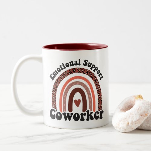 Emotional Support Coworker Boho Rainbow Co_Worker Two_Tone Coffee Mug