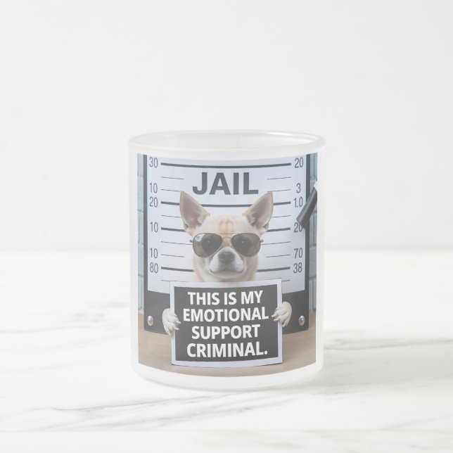 Emotional Support Criminal Frosted Glass Coffee Mug (Center)