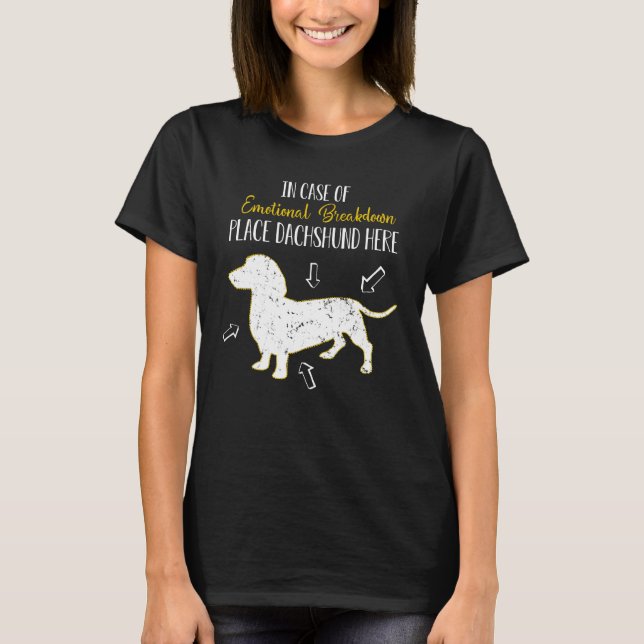 Emotional Support Dachshund Wiener Dog T-Shirt (Front)