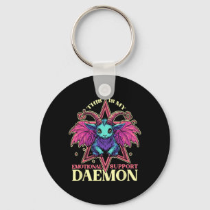 Emotional Support Demon With Cute Goat Daemon Hall Keychain
