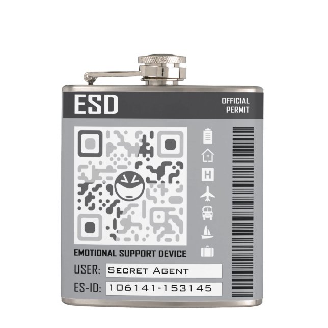 Emotional Support Device Gray Flask (Front)