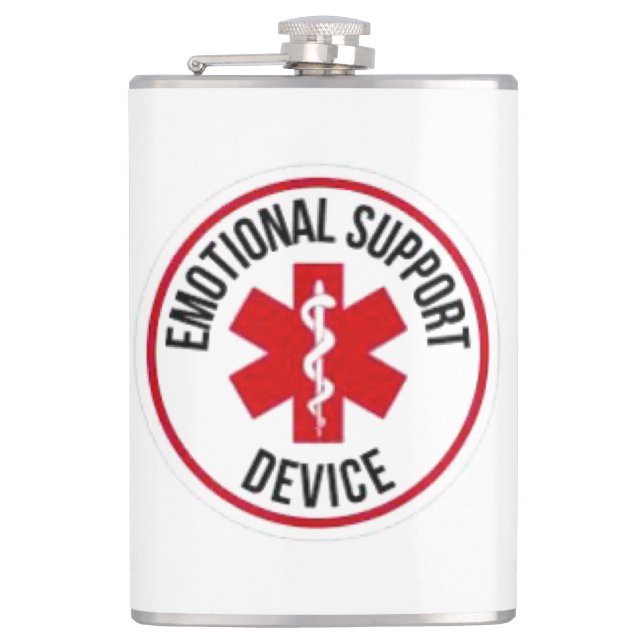 Emotional Support Device Vinyl Wrapped Flask (Front)