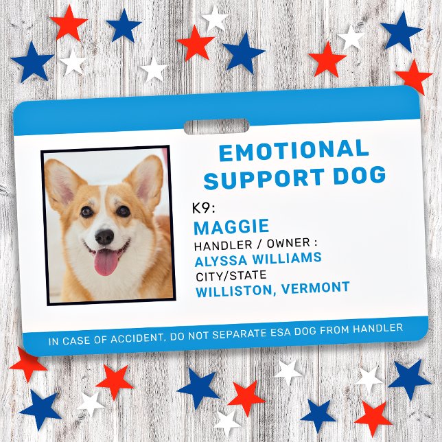 Emotional Support Dog Custom Photo ID Badge (Creator Uploaded)