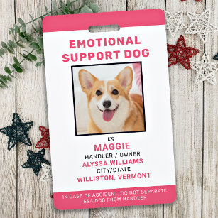 Emotional Support Dog ID Personalized Pet Photo Badge