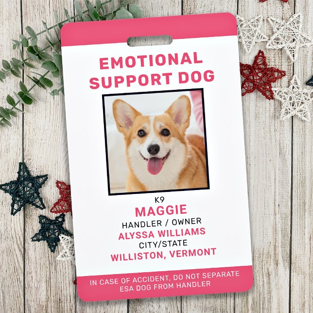 Emotional Support Dog ID Personalized Pet Photo Badge (Creator Uploaded)