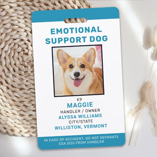 Emotional Support Dog ID Personalized Photo Badge (Creator Uploaded)