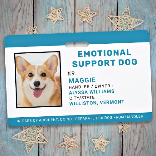 Emotional Support Dog ID Simple Custom Pet Photo Badge