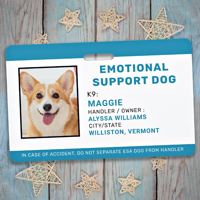 Emotional Support Dog ID Simple Custom Pet Photo Badge (Creator Uploaded)