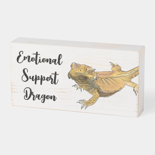 Emotional Support Dragon Decor  Wooden Box Sign (Angled Horizontal)