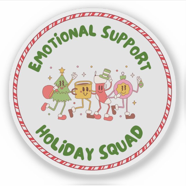 Emotional Support Holiday Squad Sticker (Front)