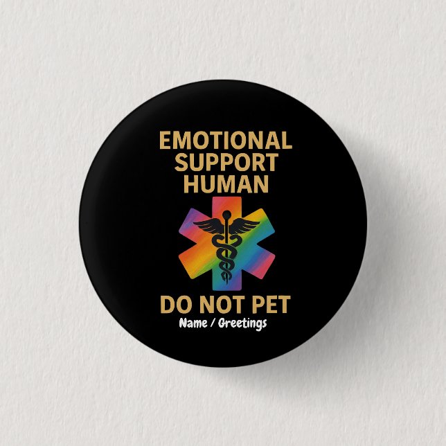 Emotional Support Human Do Not Pet Funny Halloween Button (Front)