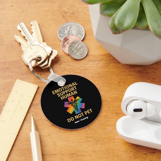 Emotional Support Human Do Not Pet Funny Halloween Keychain (Desk)