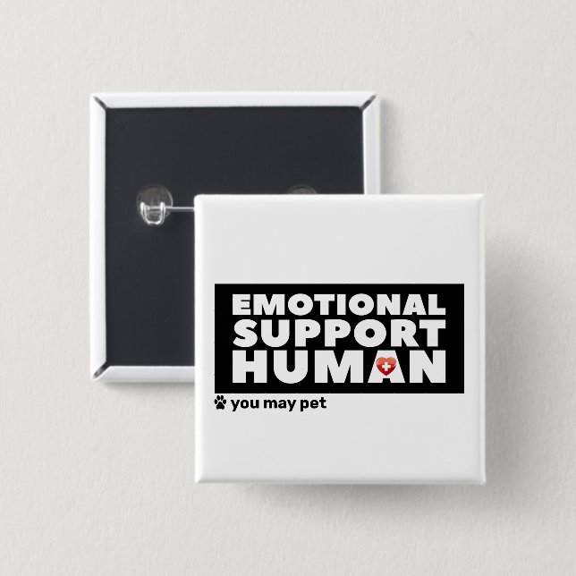 Emotional Support Human w heart & paw print Button (Front & Back)