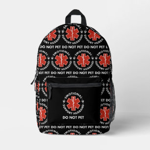 Emotional Support Husband Do Not Pet Printed Backpack