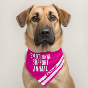 Emotional Support Name Animal Bright Pink Pet Bandana Collar