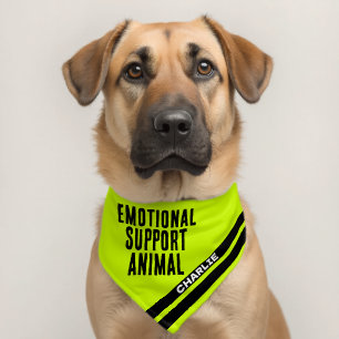 Emotional Support Name Animal Safety Bright Green Pet Bandana Collar