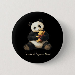 Emotional Support Panda Bear Holding A Cute Bear Button