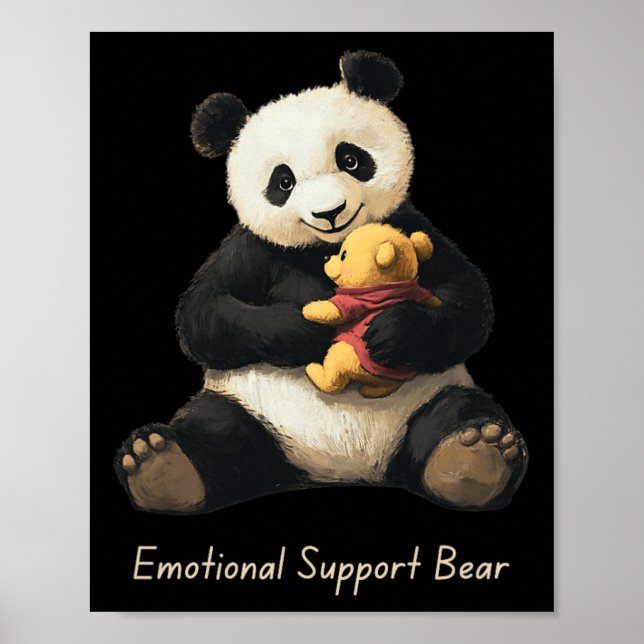 Emotional Support Panda Bear Holding A Cute Bear  Poster (Front)