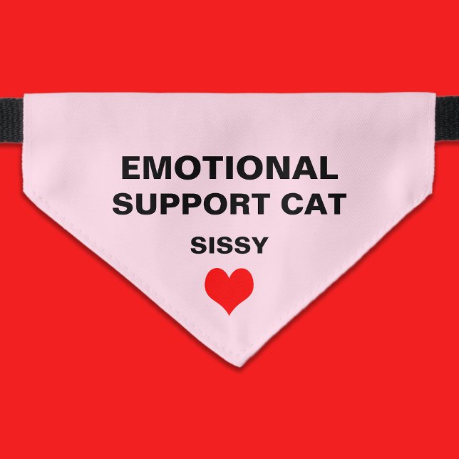 Emotional Support Pet Cat Name and Heart Pink Pet Bandana Collar (Creator Uploaded)