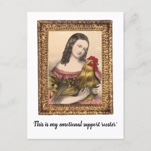 Emotional Support Rooster Funny Vintage Postcard