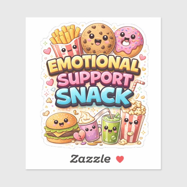 Emotional Support Snack Custom-Cut Vinyl Sticker (Sheet)