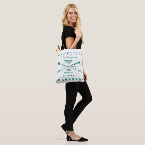 Emotional Wellness Typography in Green  Tote Bag