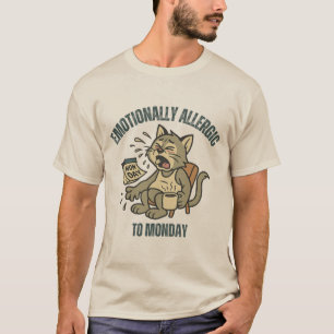 Emotionally Allergic to Monday – Funny Retro Cat C T-Shirt