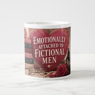 Emotionally Attached to Fictional Men Romance Book Giant Coffee Mug