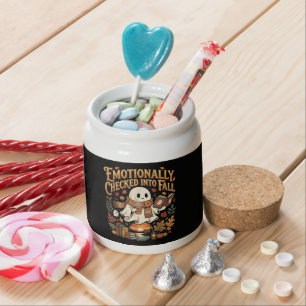 Emotionally Checked Into Fall Autumn Halloween Candy Jar