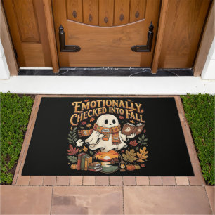 Emotionally Checked Into Fall Autumn Halloween Doormat