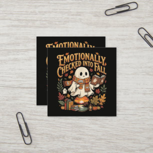 Emotionally Checked Into Fall Autumn Halloween Square Business Card