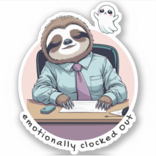Emotionally Clocked Out – Introvert Mood Humour Sticker