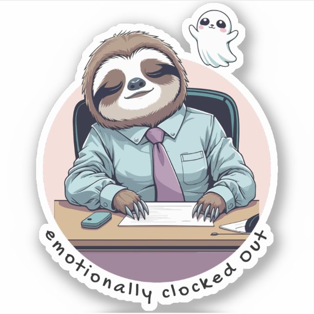 Emotionally Clocked Out – Introvert Mood Humour Sticker (Front)