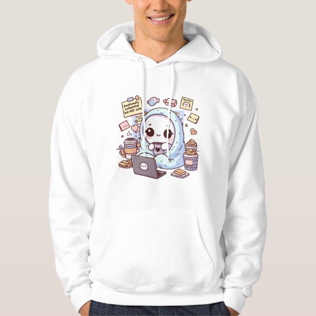 Emotionally Exhausted but Still Cute Mental Health Hoodie (Front)