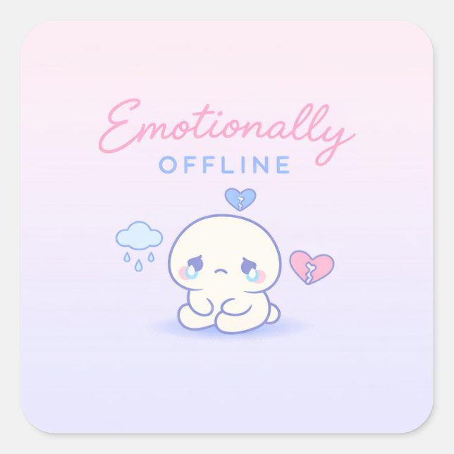 Emotionally Offline Aesthetic Introvert Square Sticker (Front)