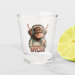 Emotionally Offline Highland Cow Graphic Shot Glass