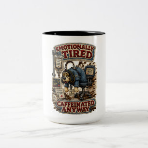 Emotionally Tired Caffeinated Anyway Personalized Two-Tone Coffee Mug