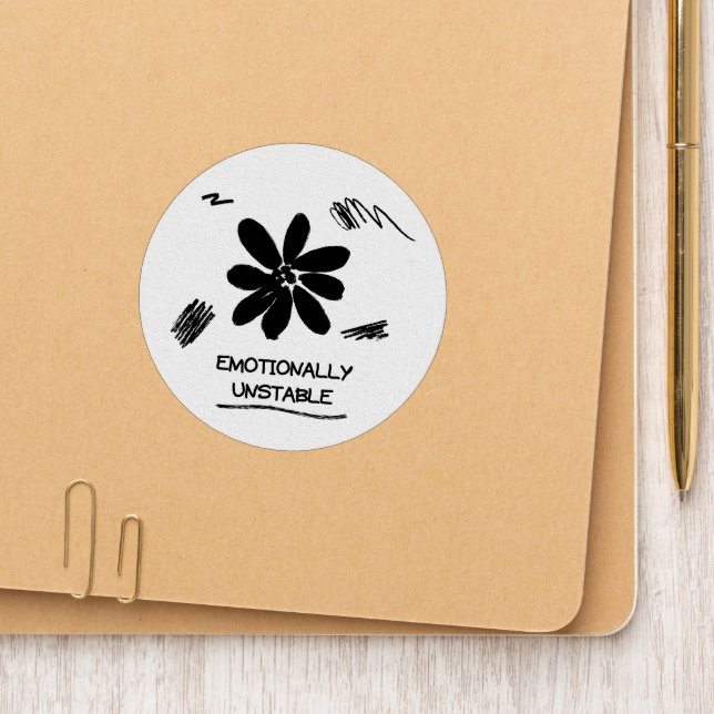 Emotionally Unstable Funny Black and White Flower  Patch (On Folder)