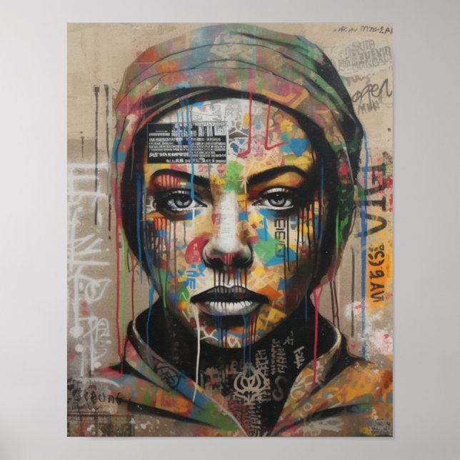Emotionless Women's Face Graffiti Art Poster (Front)