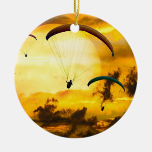 Emotions Adventure Fly Parachute Paragliding Ceramic Ornament