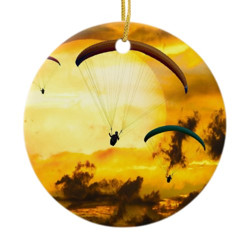 Emotions Adventure Fly Parachute Paragliding Ceramic Ornament