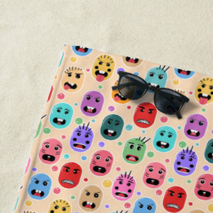 Emotions Colorful Faces Beach Towel